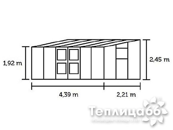 Теплица односкатная пристенная Juliana Veranda Anthracite